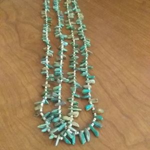 Green Turquoise 2 Strand Necklace
